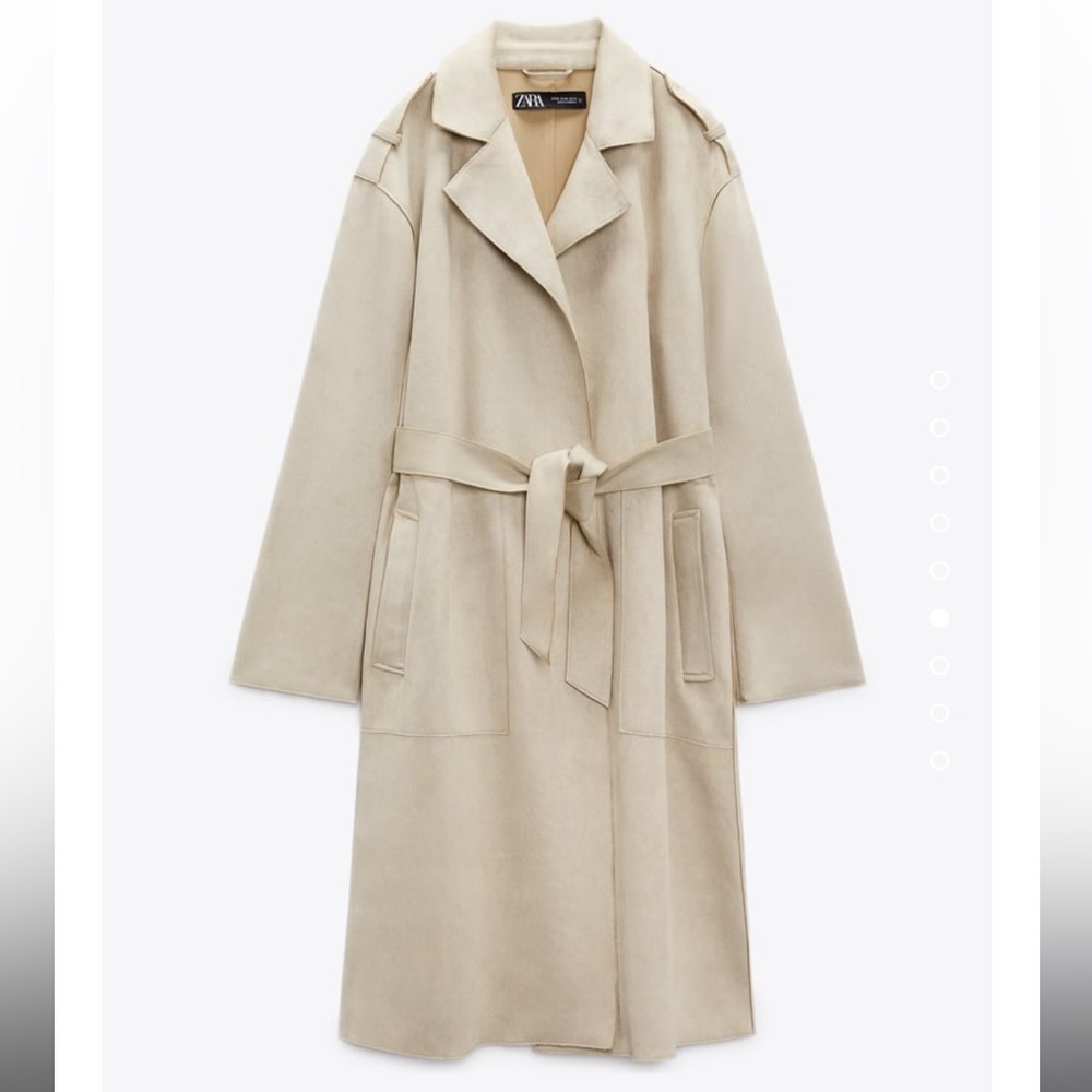 NEW- ZARA FAUX SUEDE TRENCH COAT WITH BELT